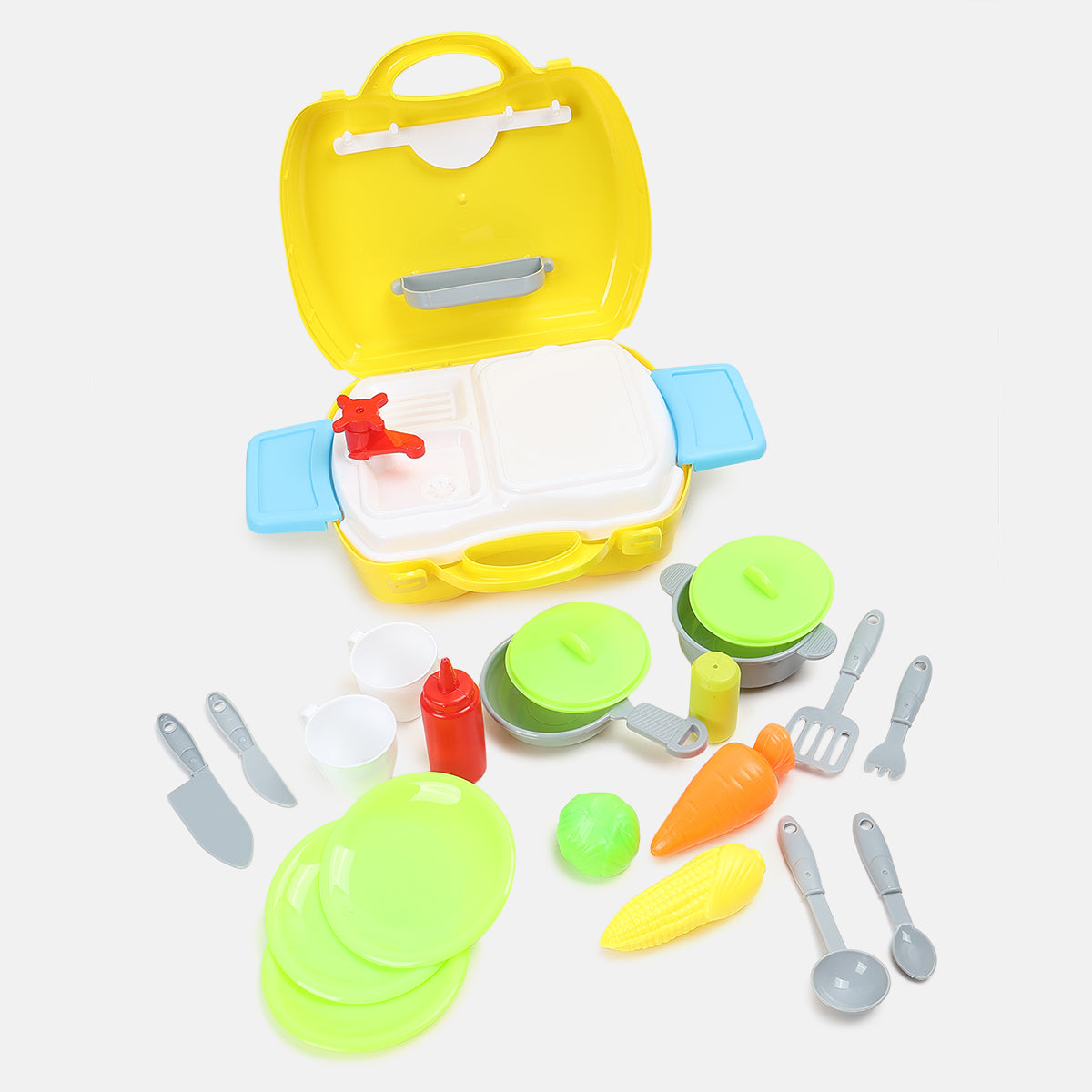 Unisex Yellow 28 Pcs Kitchen Suitcase Set