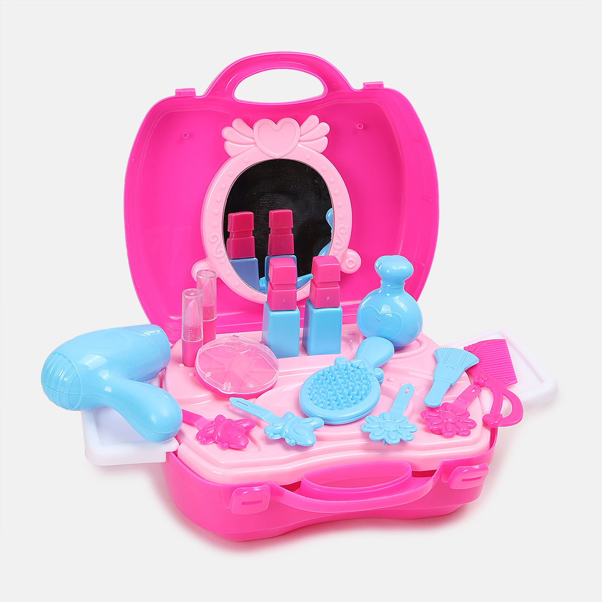 Girls Pink 21 Pcs Makeup Suitcase Set