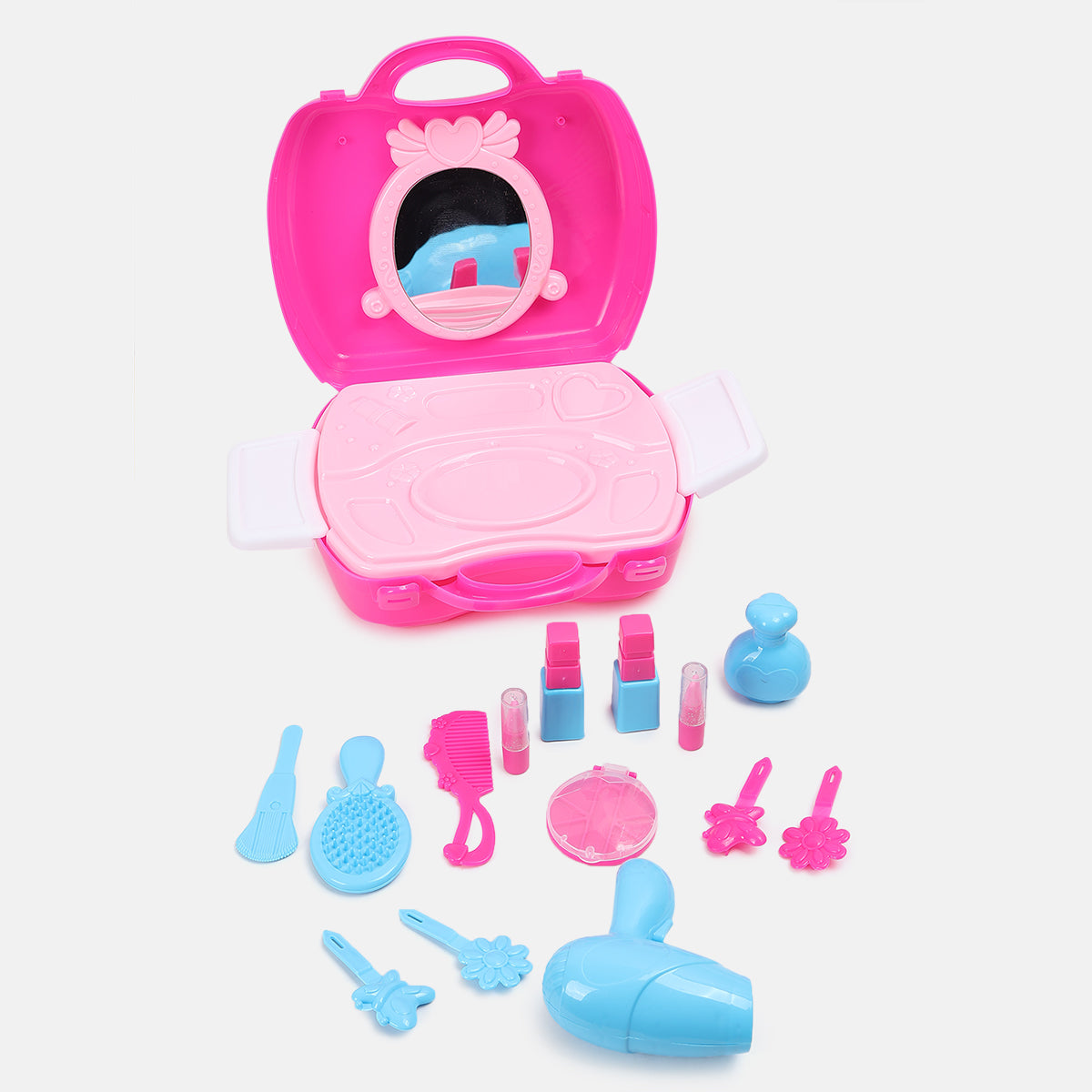 Girls Pink 21 Pcs Makeup Suitcase Set