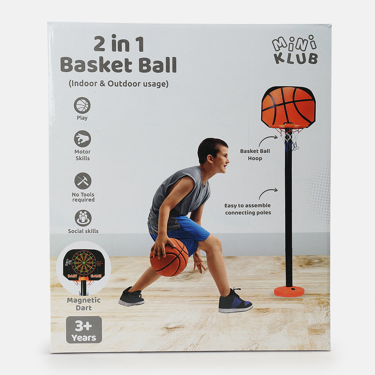Unisex Orange 2 In 1 Basket Ball Indoor Toy Set