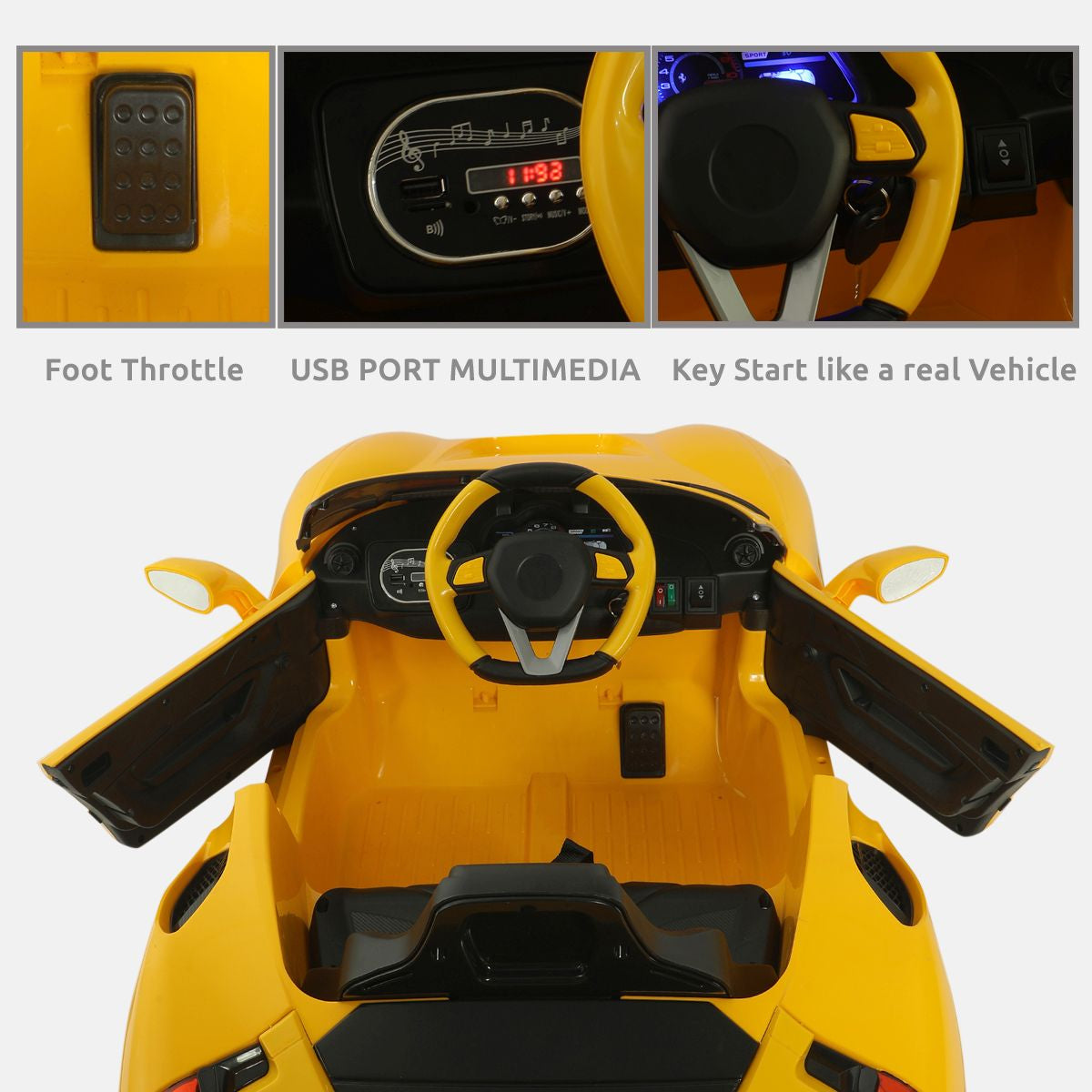 Yellow Ride On Sports Car