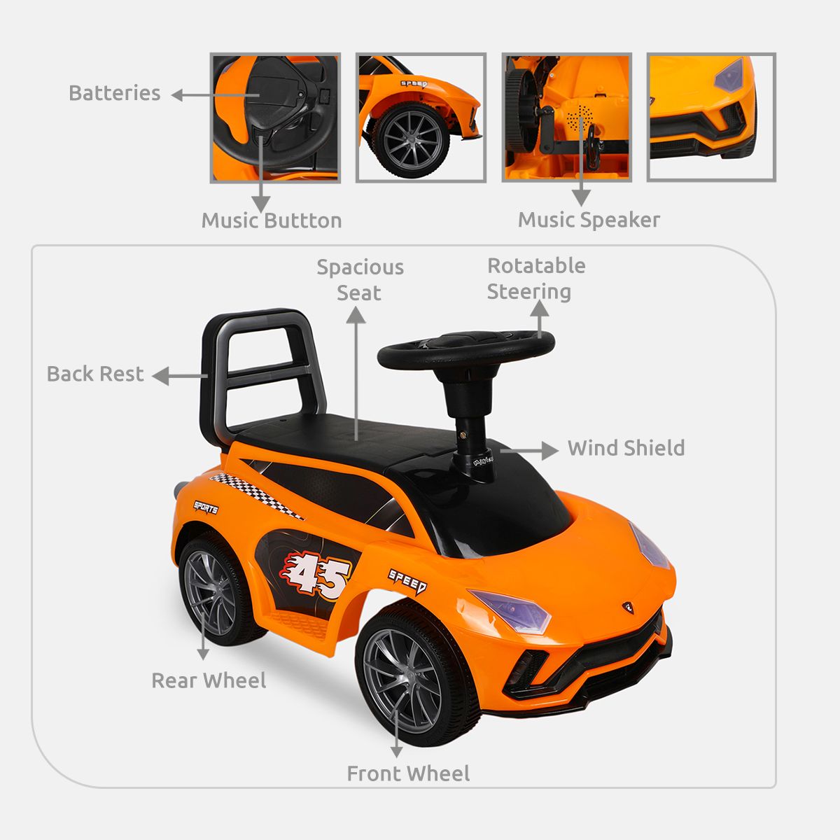Miniklub Baby Orange Color Ride-on Push Car