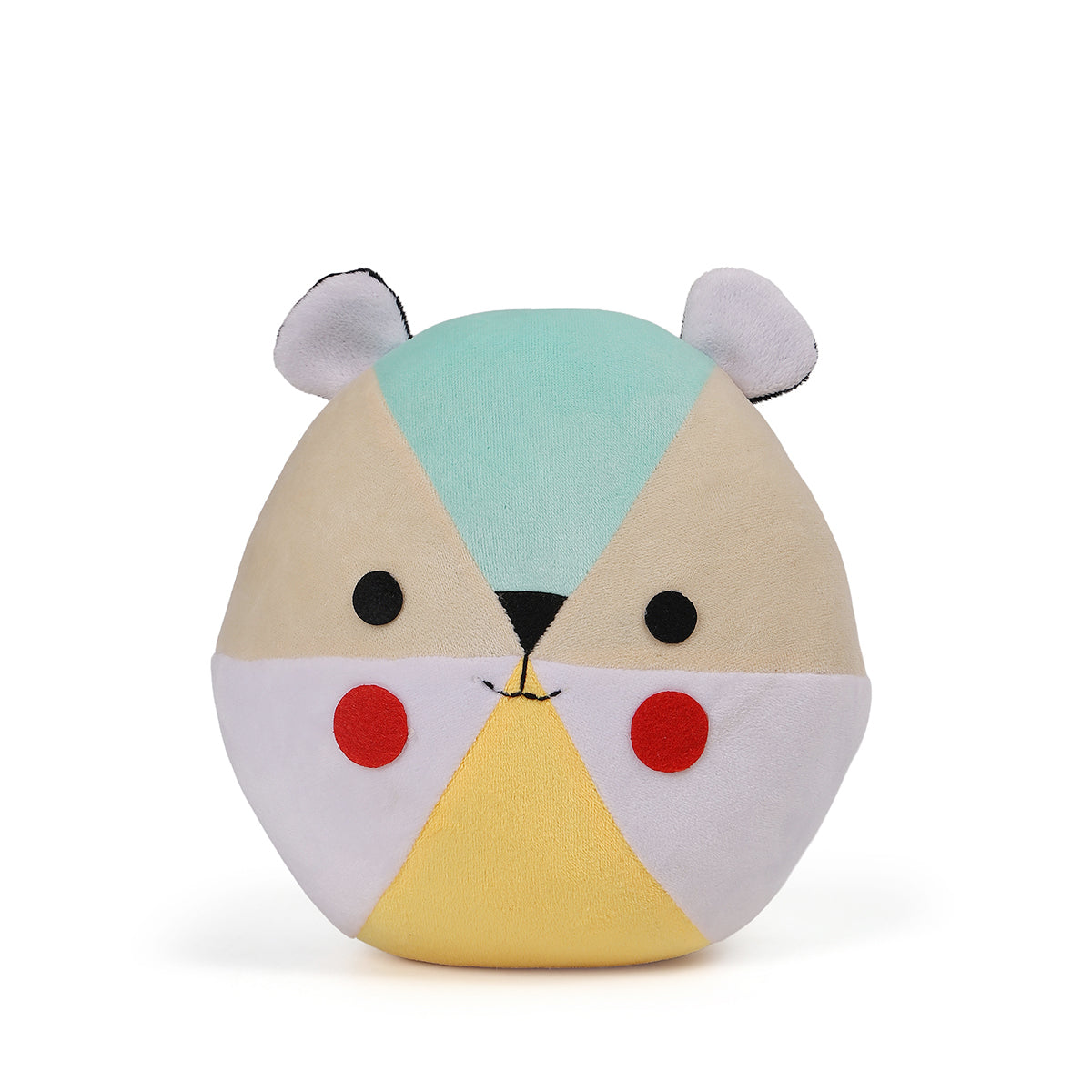 Baby Unisex Bear Face Soft Toy Cushion, Yellow, Blue And Beige