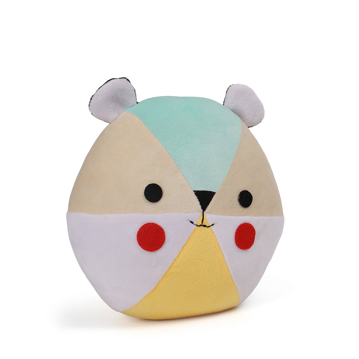 Baby Unisex Bear Face Soft Toy Cushion, Yellow, Blue And Beige