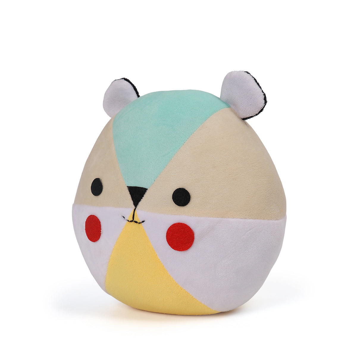 Baby Unisex Bear Face Soft Toy Cushion, Yellow, Blue And Beige