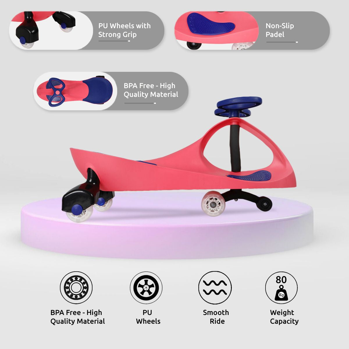 Miniklub Boys Pink And Blue Color Twist Car Ride-On
