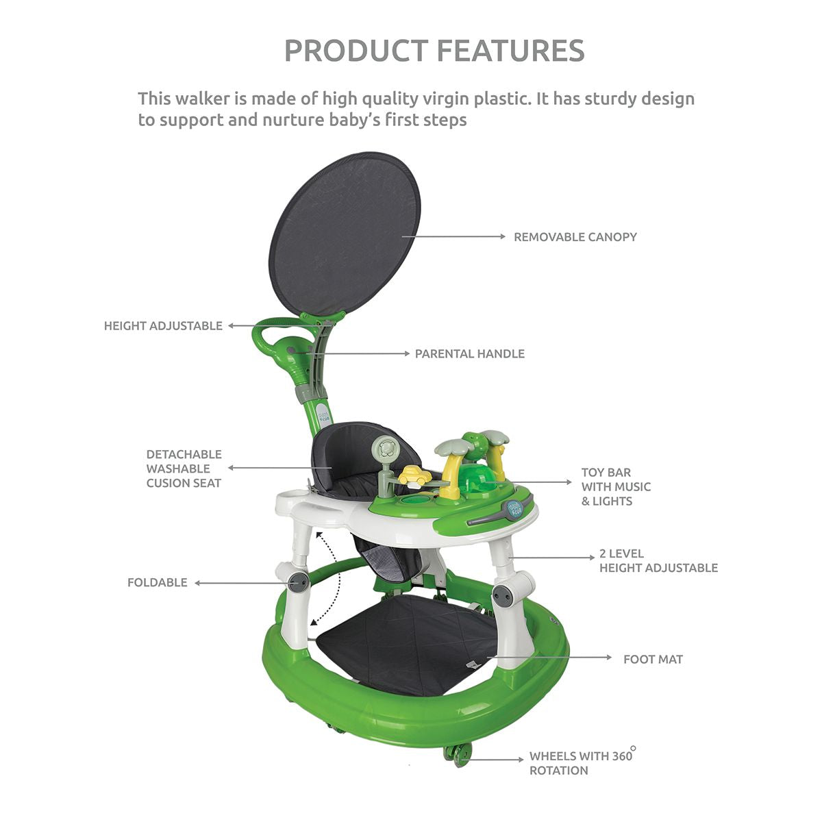 Miniklub Baby Green Color Crawl Walker