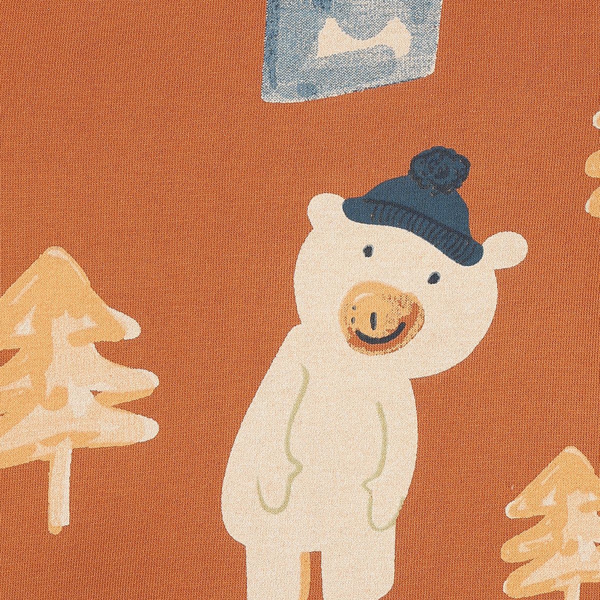 Boys Cotton Full Sleeves Tree Printed Sweatshirt - Brown