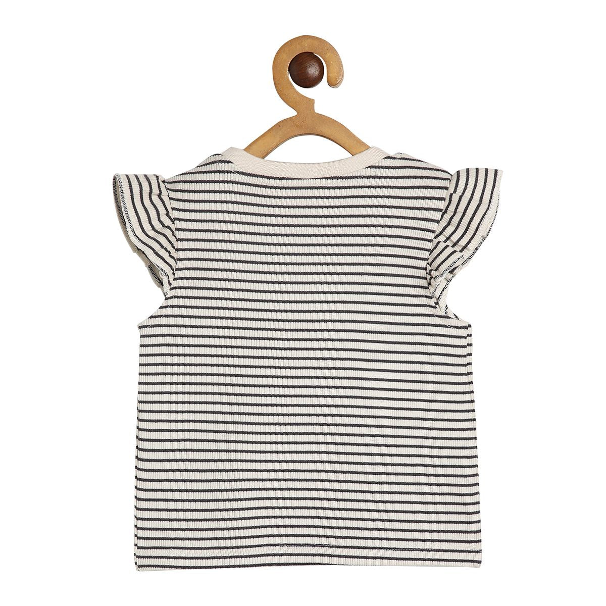 Girls Marshmallow/ Black/ Pink Round Neck Half Sleeve Pinny Set