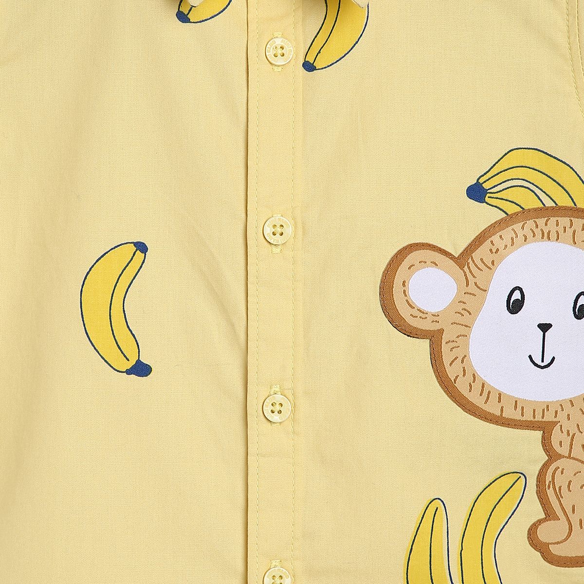 Baby Boys Monkey Print Shirt and Solid Pants Set, Yellow & Brown