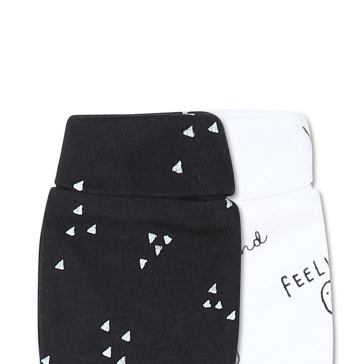 Baby Unisex Black and White Cotton Printed Mittens Pack of 2 Soft Everyday Essentials