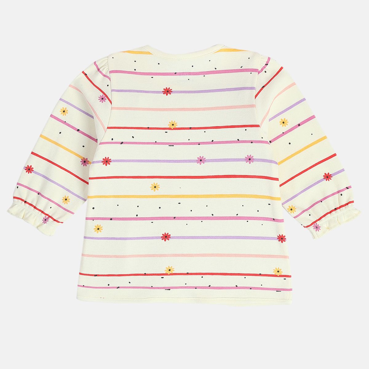 Girls Cotton Pack Of 2 Full Sleeves Rabbit Printed & Striped Front Open Vest - Lavender & White