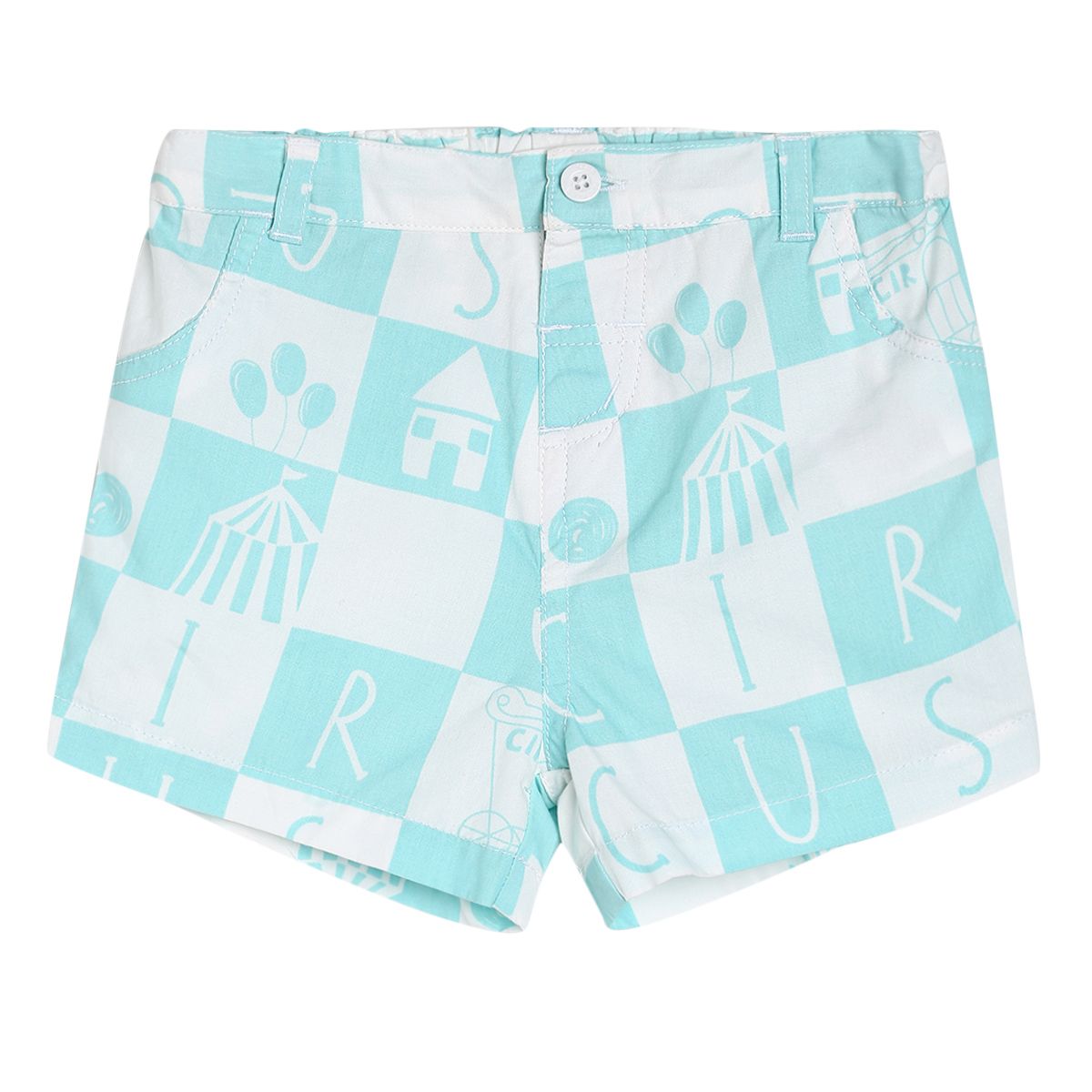 Boys White Blue Front Open Short Sleeve Coordinate Set