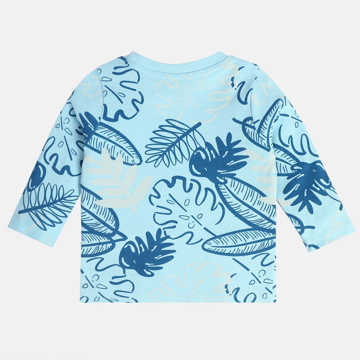 Boys Blue / Oatmeal Marl Round Neck Full Sleeves T-Shirt