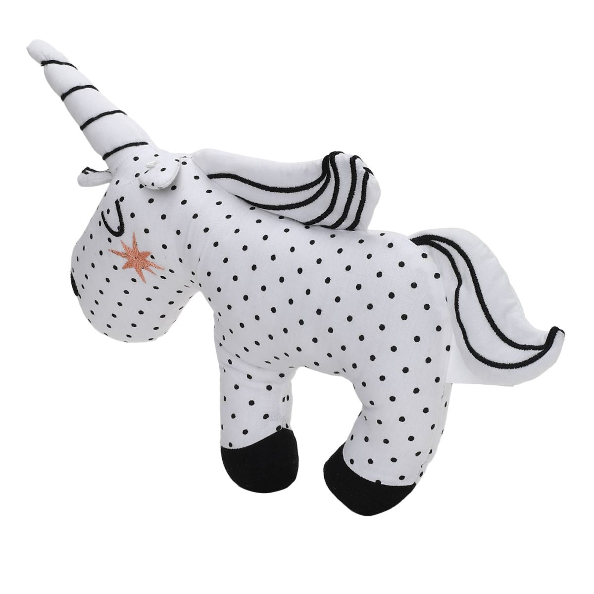 Baby Unisex Polka Dot Unicorn Soft Toy , White and Black