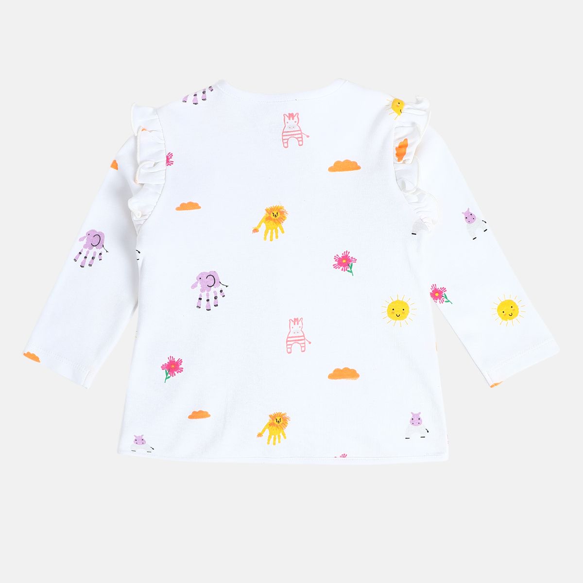 Girls Cotton Pack Of 2 Full Sleeves Animal Printed Front Open Vest - Red & White