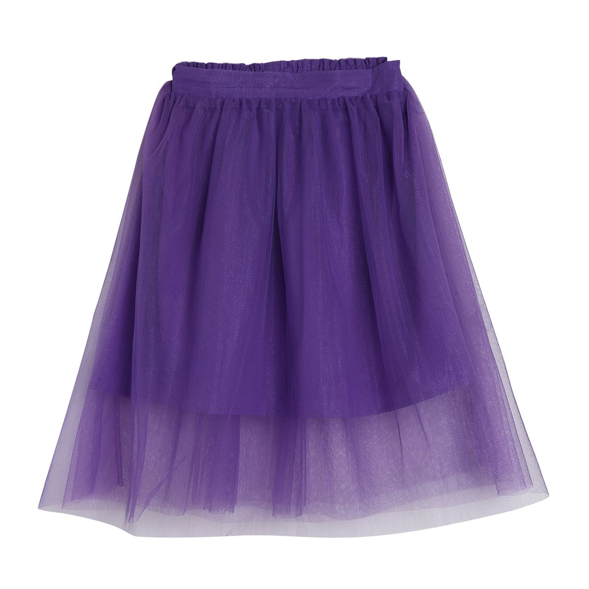 Girls Printed Sleeveless Party Dress with Tulle Skirt, Purple