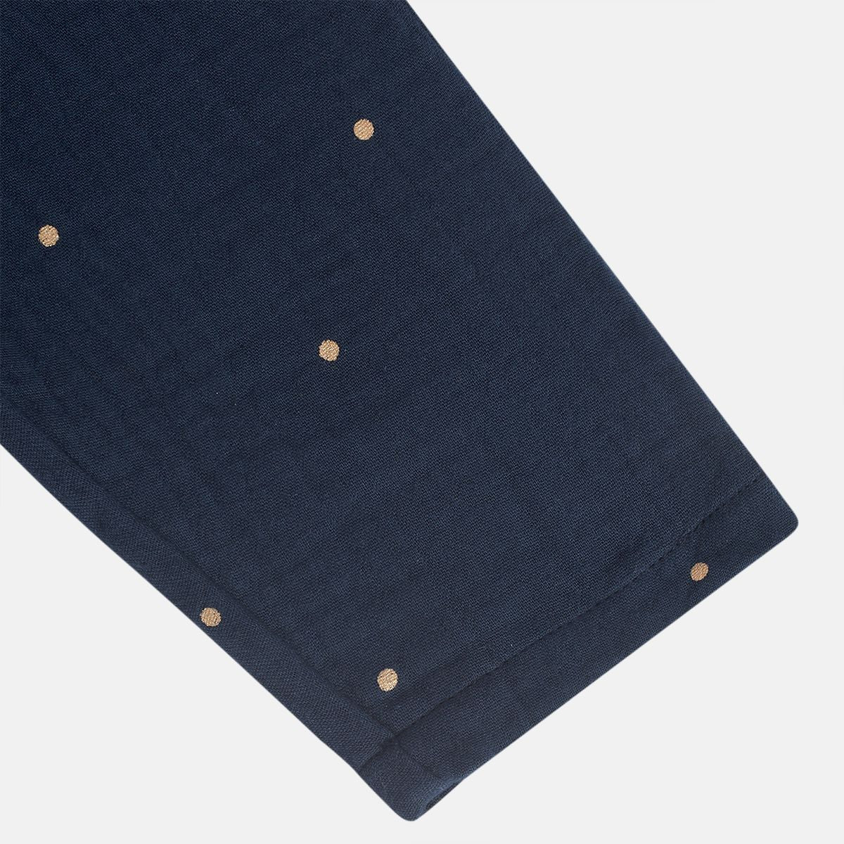 Girls Cotton Polka Dots Printed Woven Pant - Navy Blue