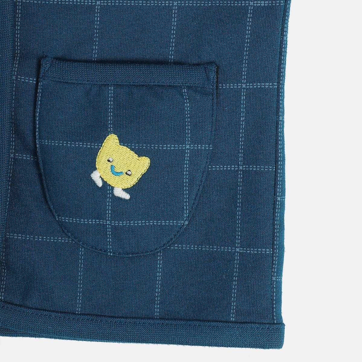 Girls Cotton Full Sleeves Animal Embroidered Jacket - Navy Blue