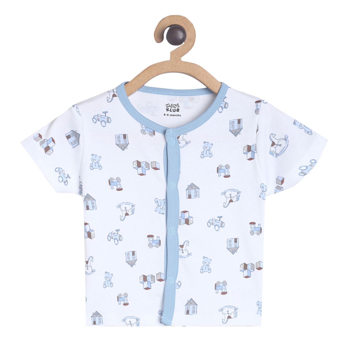 Pack of 3 front open vest - sky blue for 12-18 Months