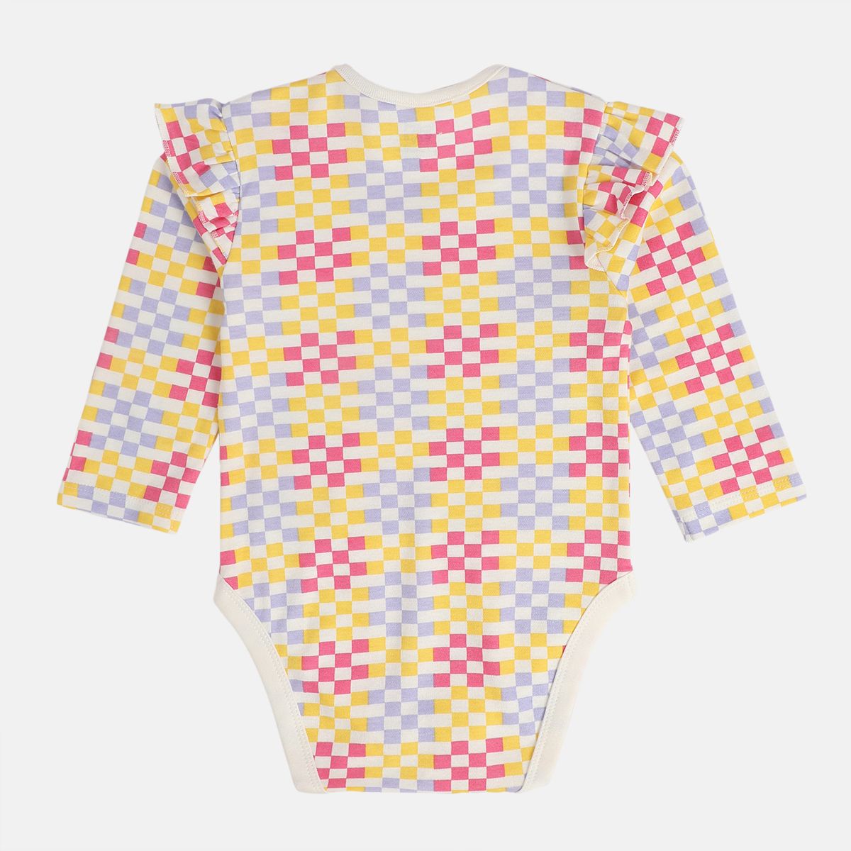 Girls Lavender/Marshmallow Round Neck Full Sleeves Body Suit