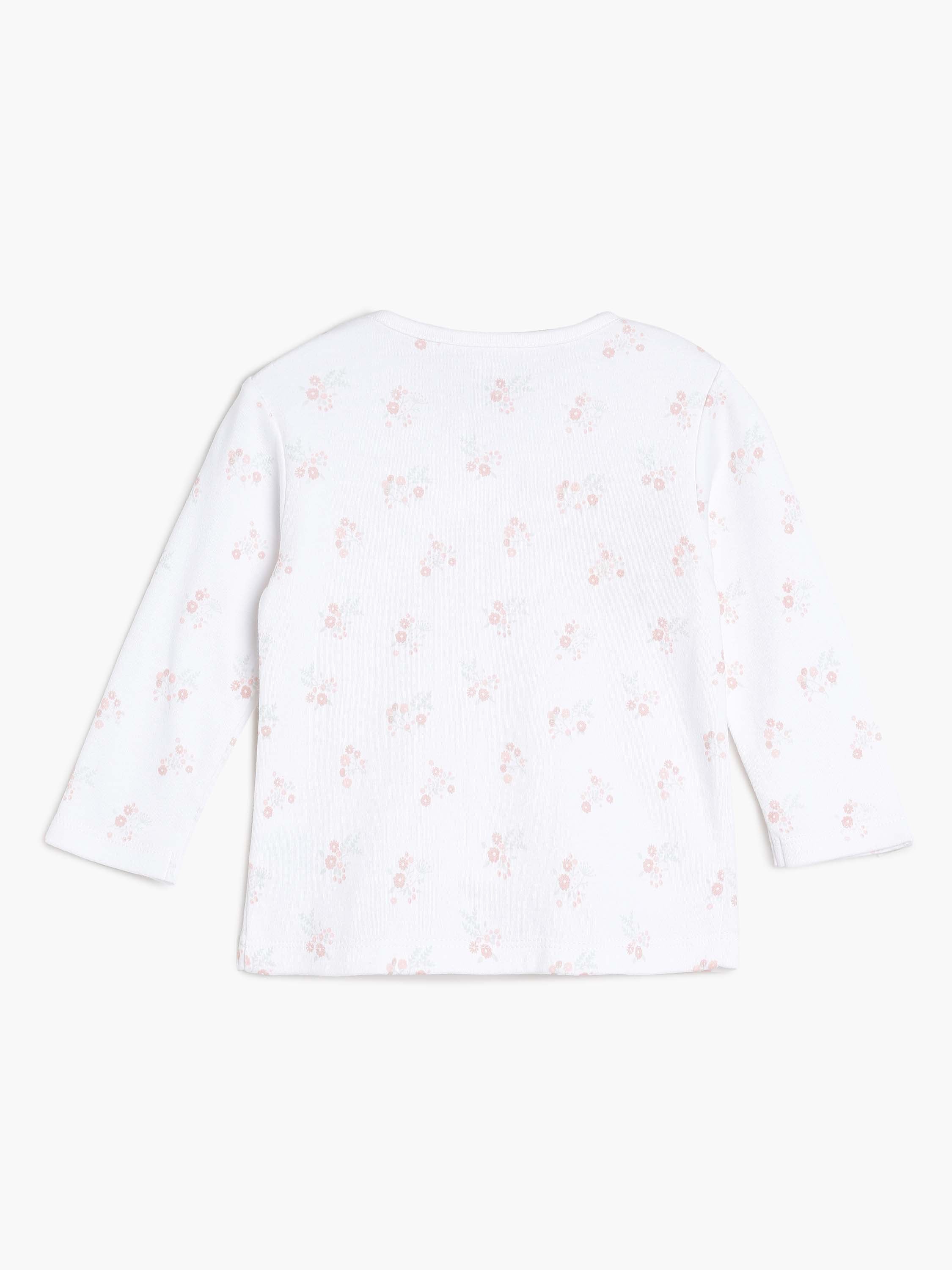 Girls White and Pink Floral Print 4-Piece Newborn Gift Set