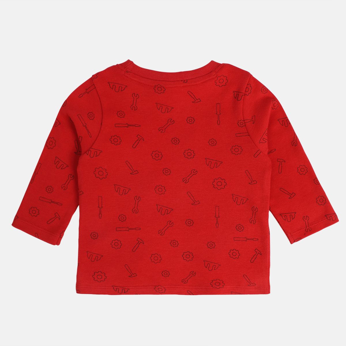 Boys Red / Mint Green Round Neck Full Sleeves T-Shirt
