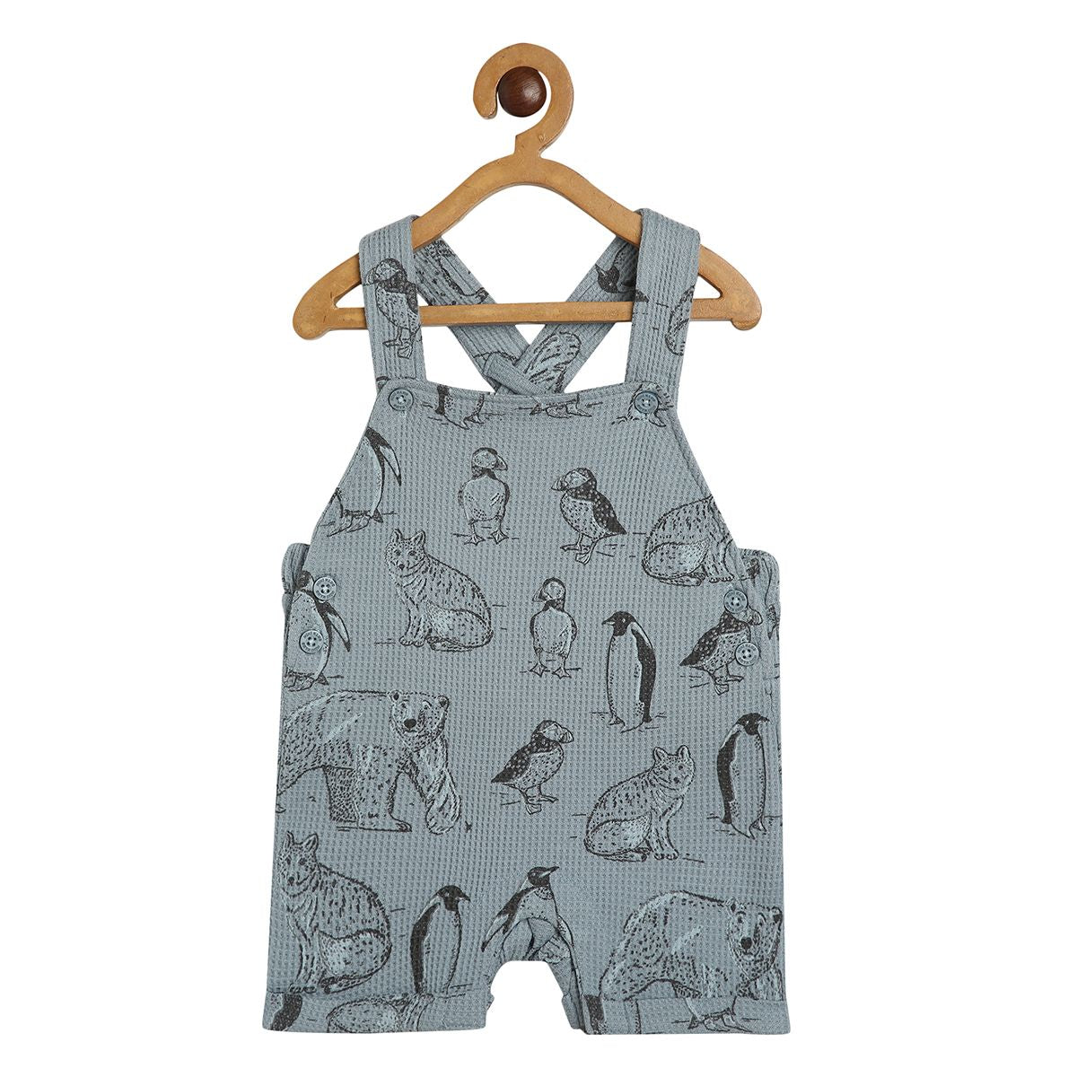 Boys Blue/Rust Round Neck Short Sleeve Dungaree Set