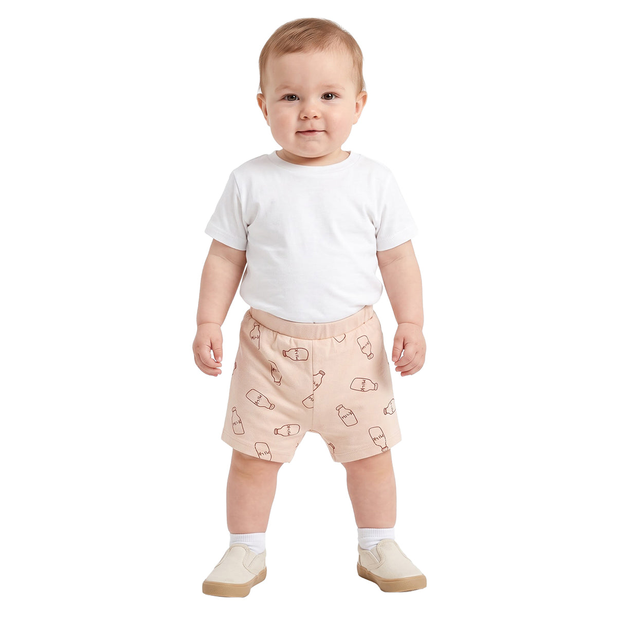 Baby Boys Blue and Cream Knit Shorts Pack of 2 Regular Fit Casual Wear