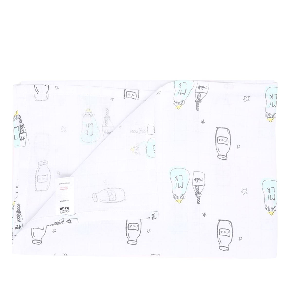 Baby Unisex White Cotton Muslin Printed Swaddle Wraps Pack of 2 Soft and Breathable Everyday Essentials