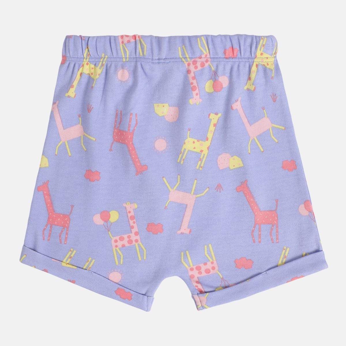 Girls Lavender/Peach Elasticated Thigh Length Shorts