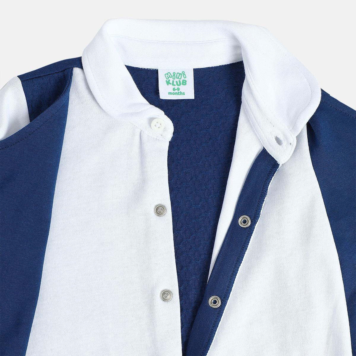 Boys Navy/White Round Neck Full Length / Long Sleeve Romper