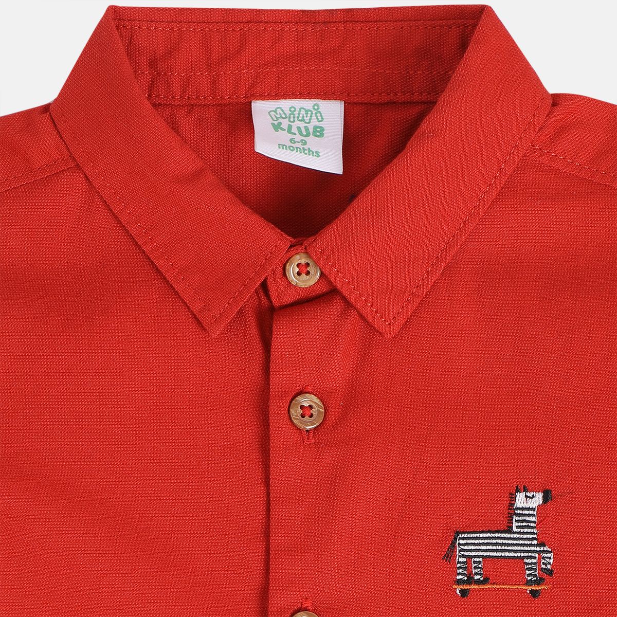 Boys Cotton Full Sleeves Solid Shirt - Red
