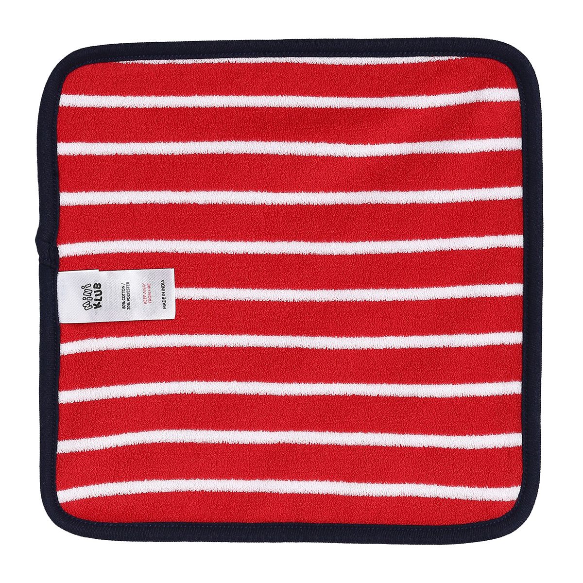 Baby Unisex Red and Navy Cotton Washcloths Pack of 4 Solid and Striped Bath Essentials