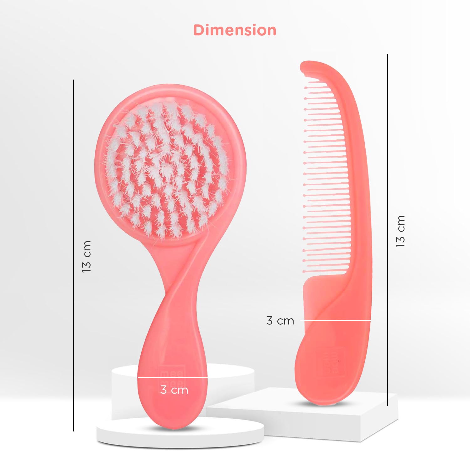Mee Mee Baby Hair Brush and Comb Set with Soft Bristles & Rounded Teeth - Pink