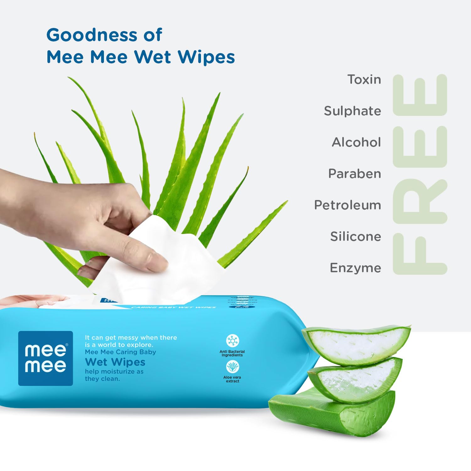 Mee Mee Caring Baby Wet Wipes Combo Pack of 3 - 72 Pieces Each