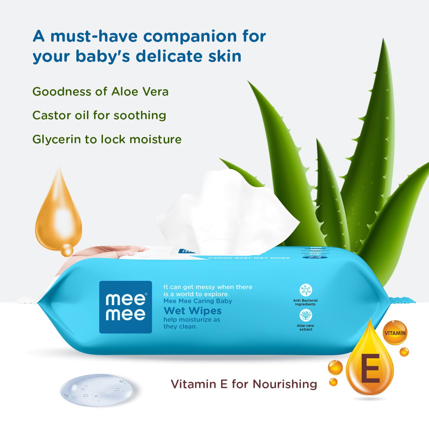 Mee Mee Caring Baby Wet Wipes Combo Pack of 3 - 72 Pieces Each
