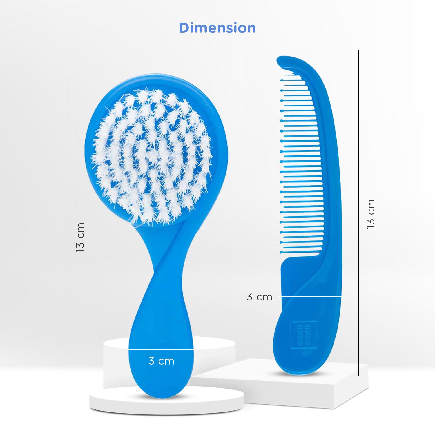 Mee Mee Baby Hair Brush and Comb Set with Soft Bristles & Rounded Teeth - Blue