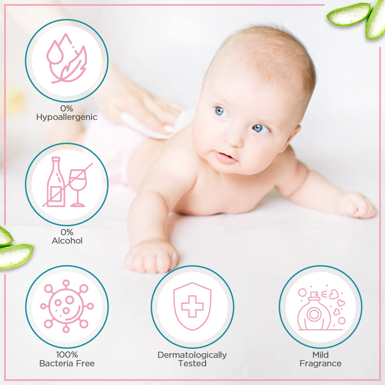 Mee Mee Caring Baby Wet Wipes with Aloe Vera Combo Pack of 5 - 72 Pieces Each