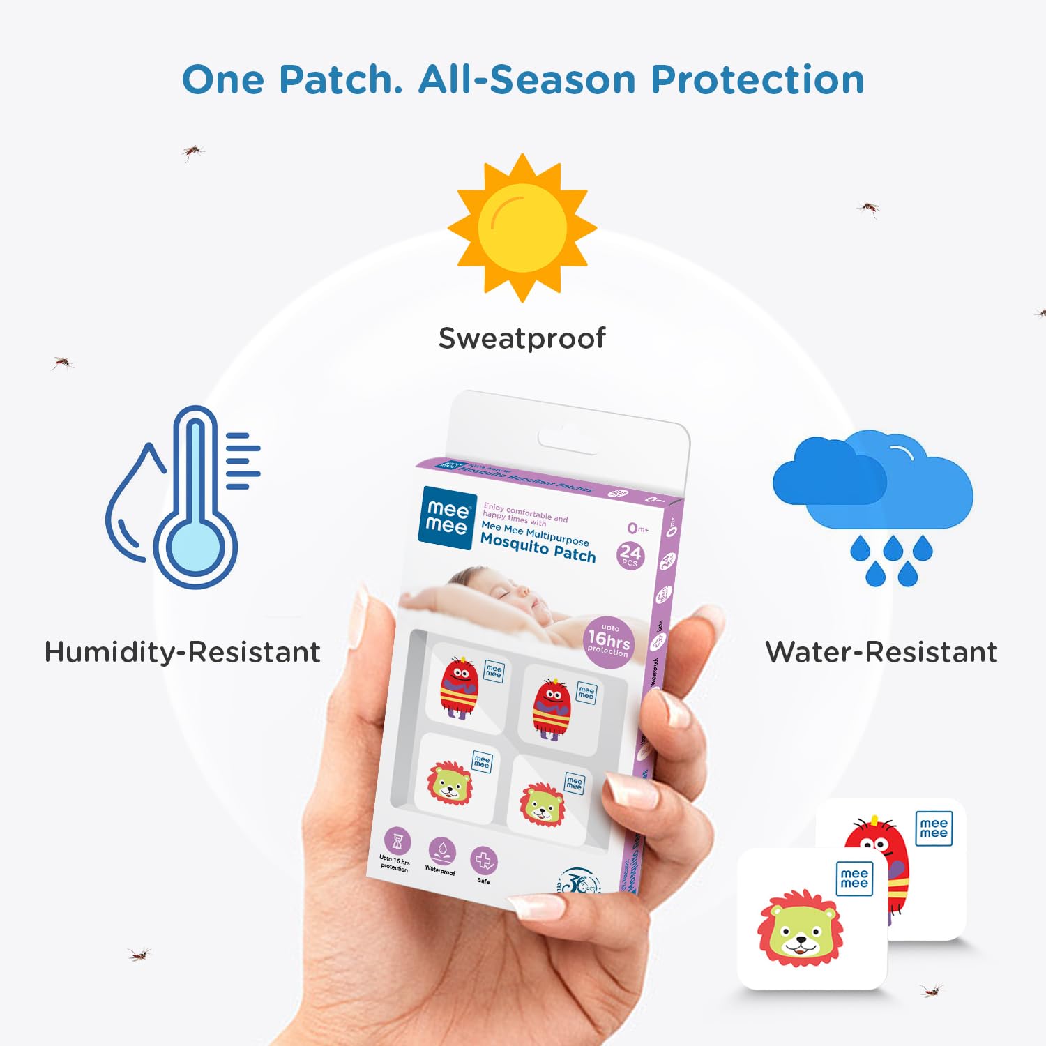 Mee Mee Multipurpose Natural Mosquito Repellent Patch for Babies & Kids - 24 Pieces