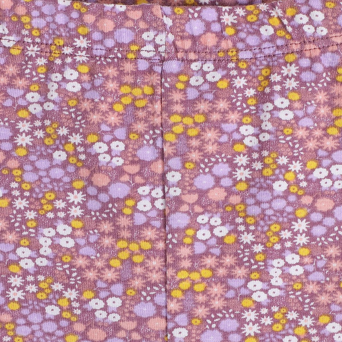 Girls Cotton Pack Of 2 Solid & Floral Printed Leggings - Light Pink & Multi