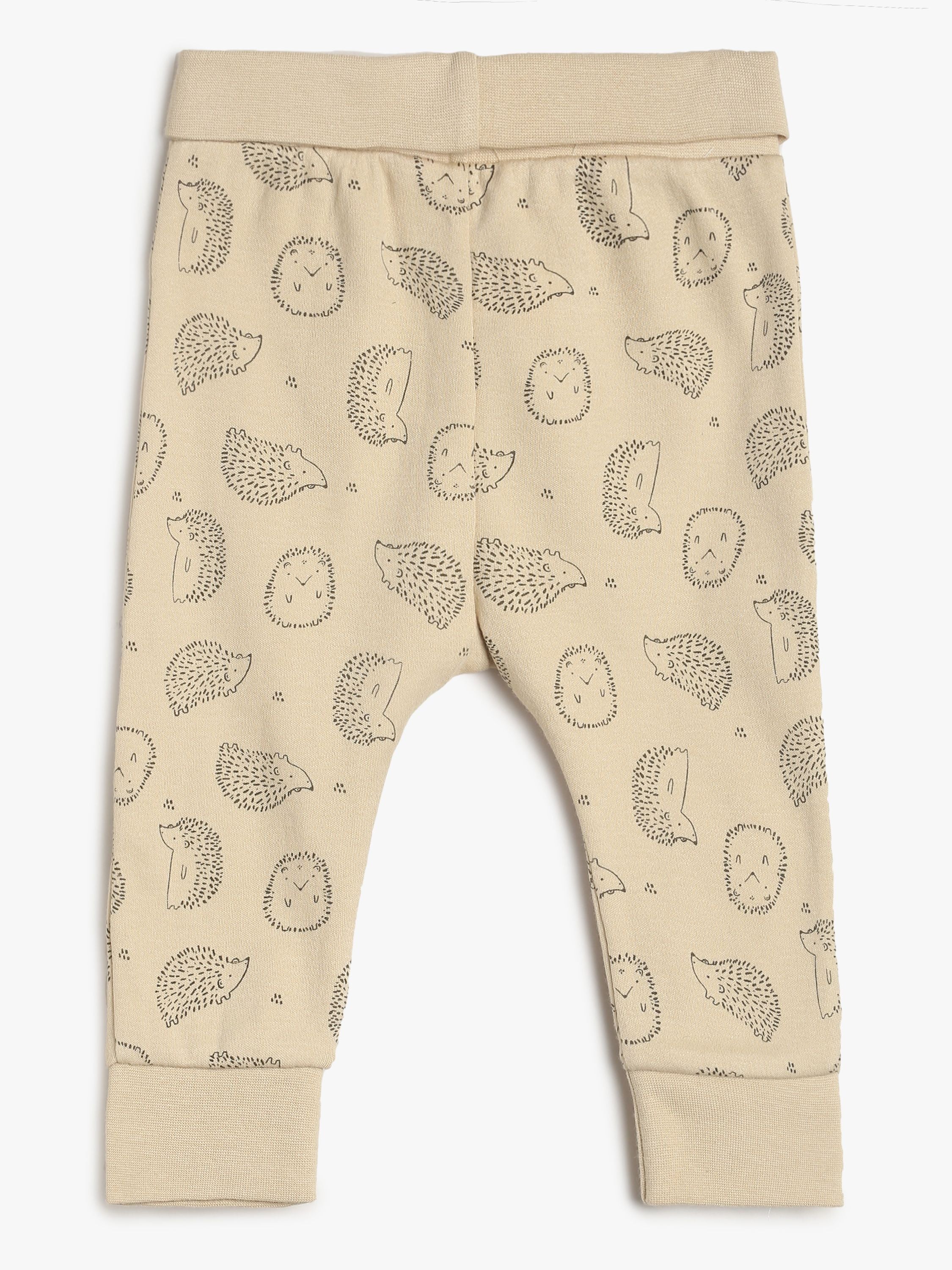Unisex White and Beige Bear Print Top and Bottom Set Co-Ord Set