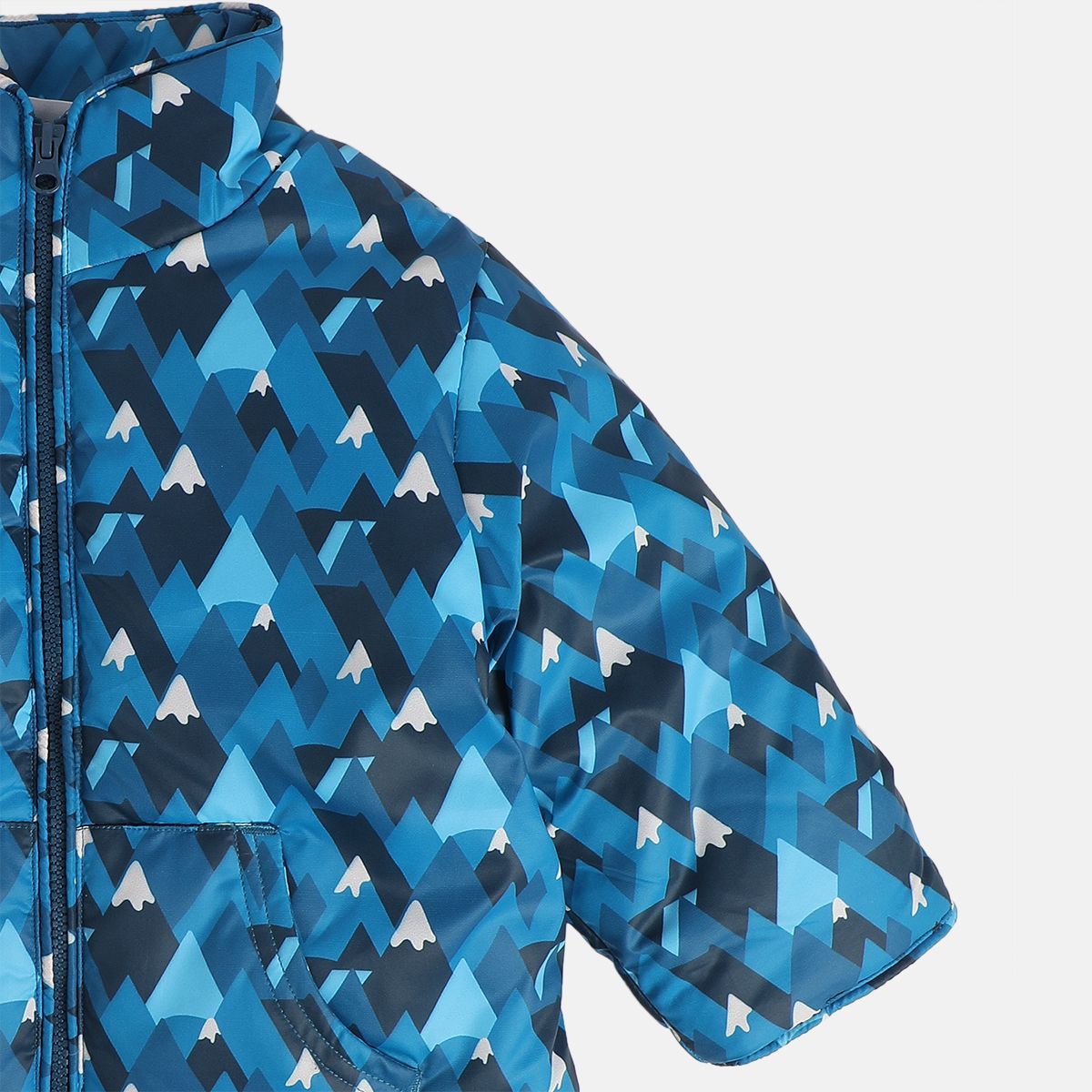 Boys Cotton Full Sleeves Geometric Printed Jacket - Blue