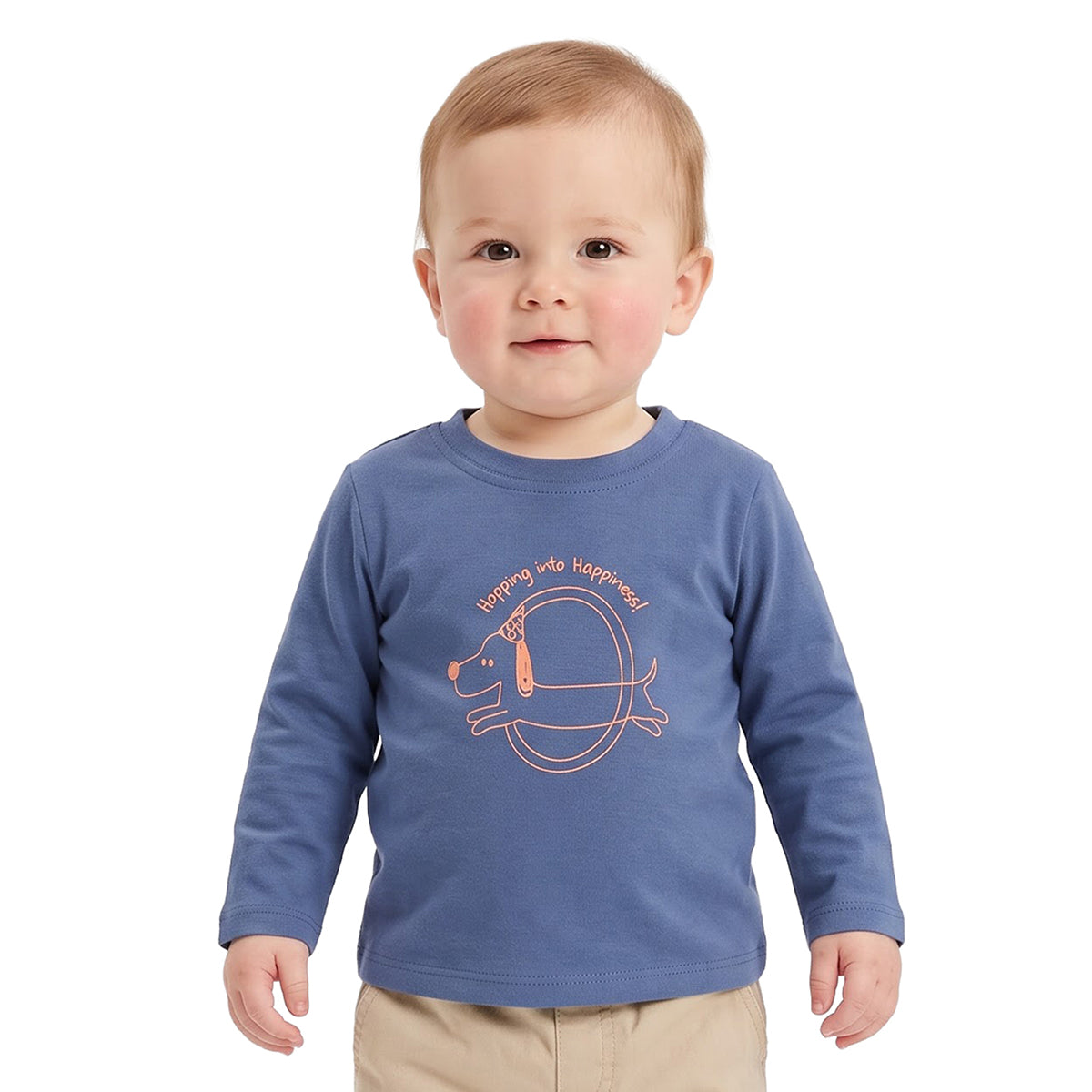 Title: Baby Boys Blue and Cream Knit T-Shirt Pack of 2 Regular Fit Casual Wear