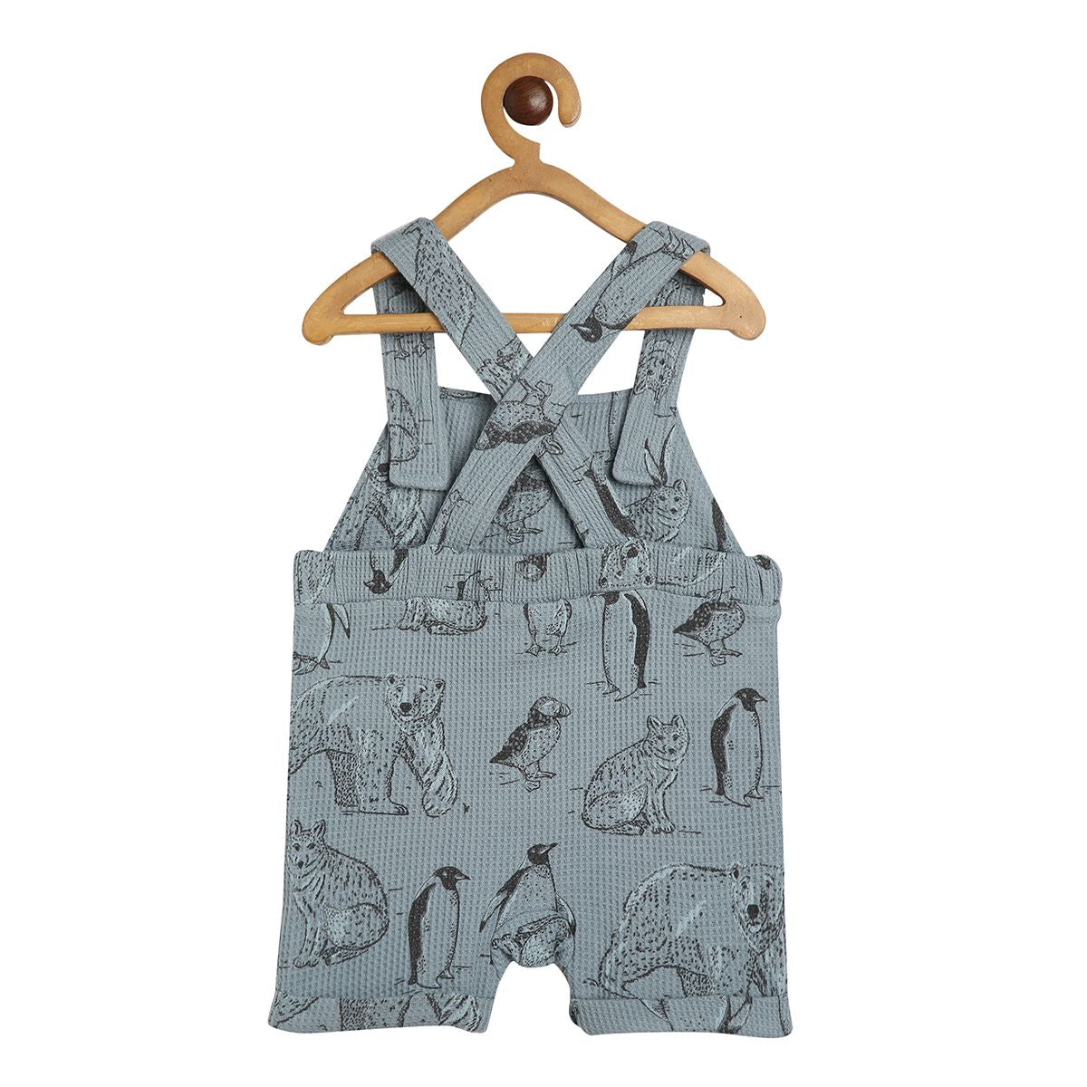 Boys Blue/Rust Round Neck Short Sleeve Dungaree Set