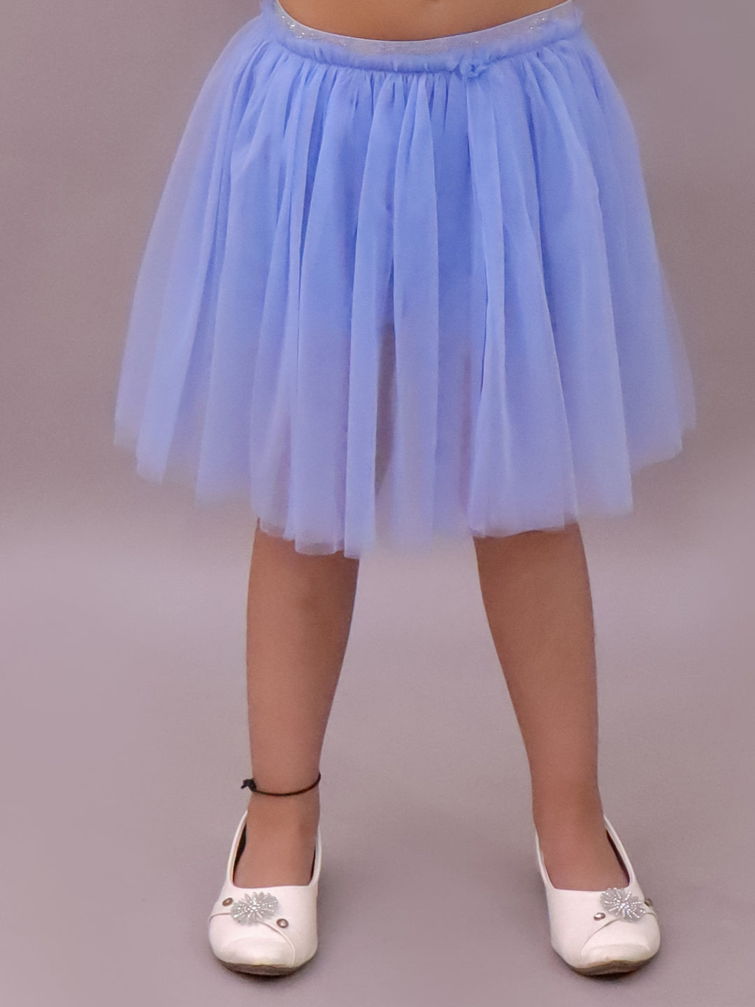 Lil Drama Girls Butterfly Applique Top With Mesh Skirt Co-Ord Set, Blue