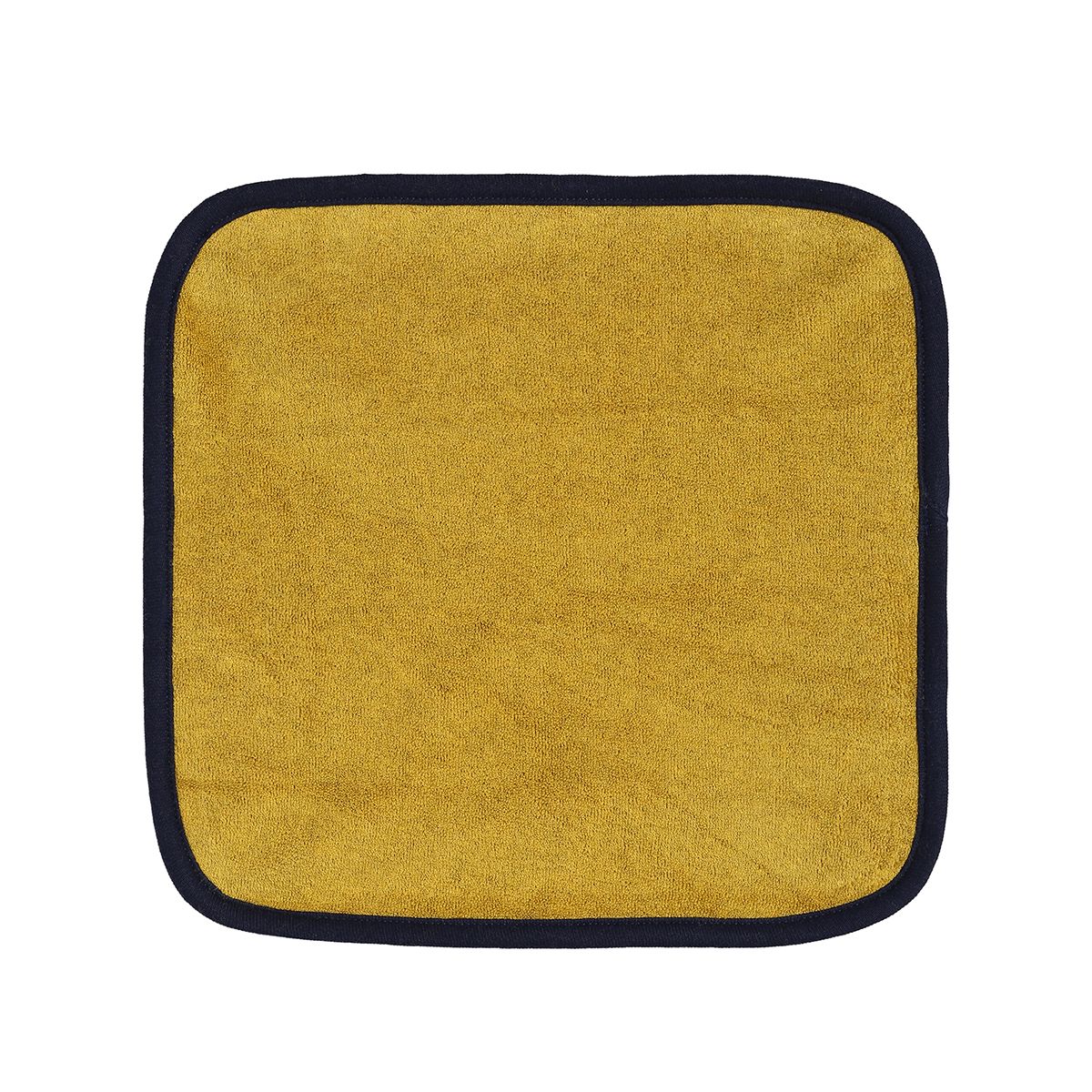 Baby Unisex Mustard and Grey Cotton Washcloths Pack of 4 Solid and Sailboat Printed Bath Essentials