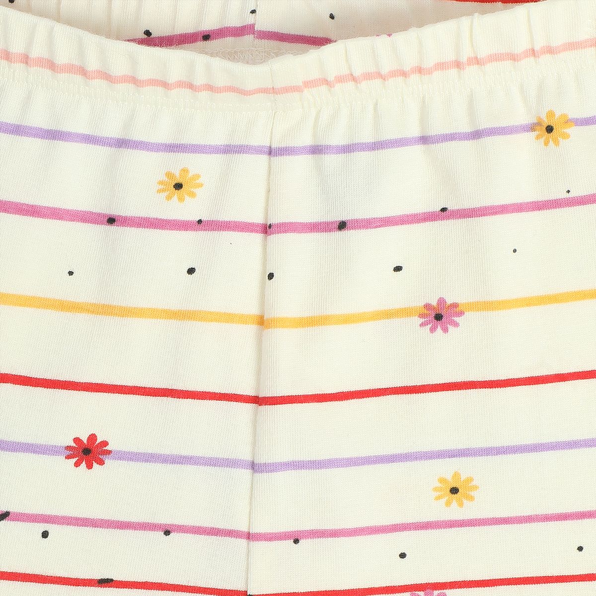 Girls Cotton Pack Of 2 Striped & Rabbit printed Leggings - lavender & White