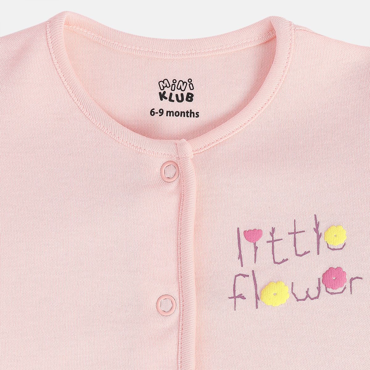 Girls Cotton Pack Of 2 Full Sleeves Flower & Typographic Printed Front Open Vest - Light Pink & Multi