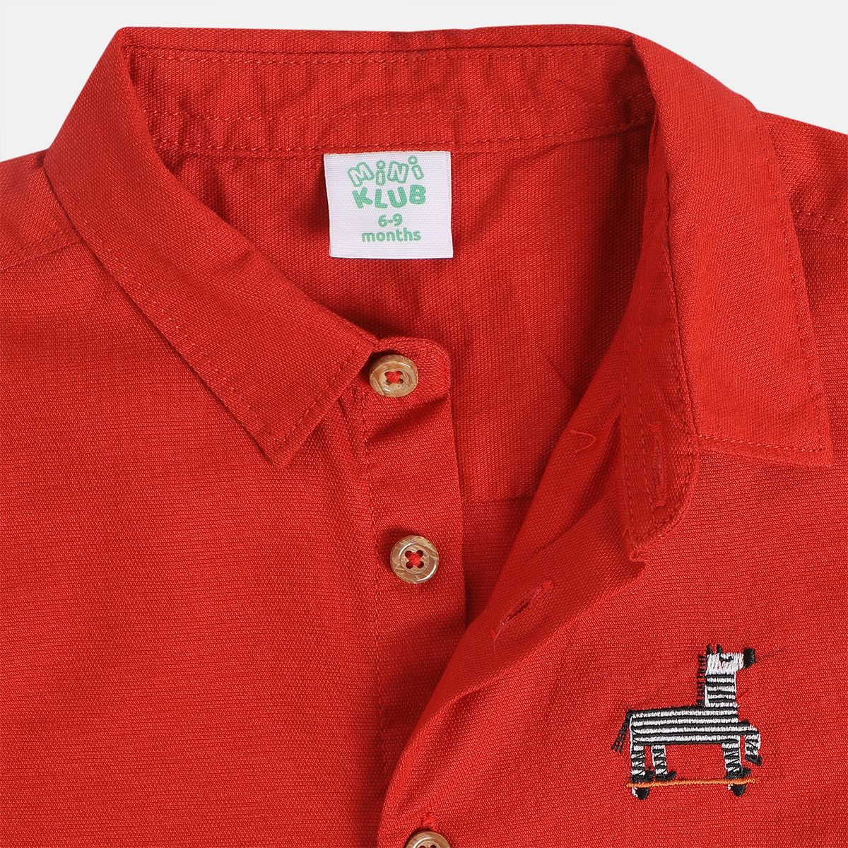 Boys Cotton Full Sleeves Solid Shirt - Red